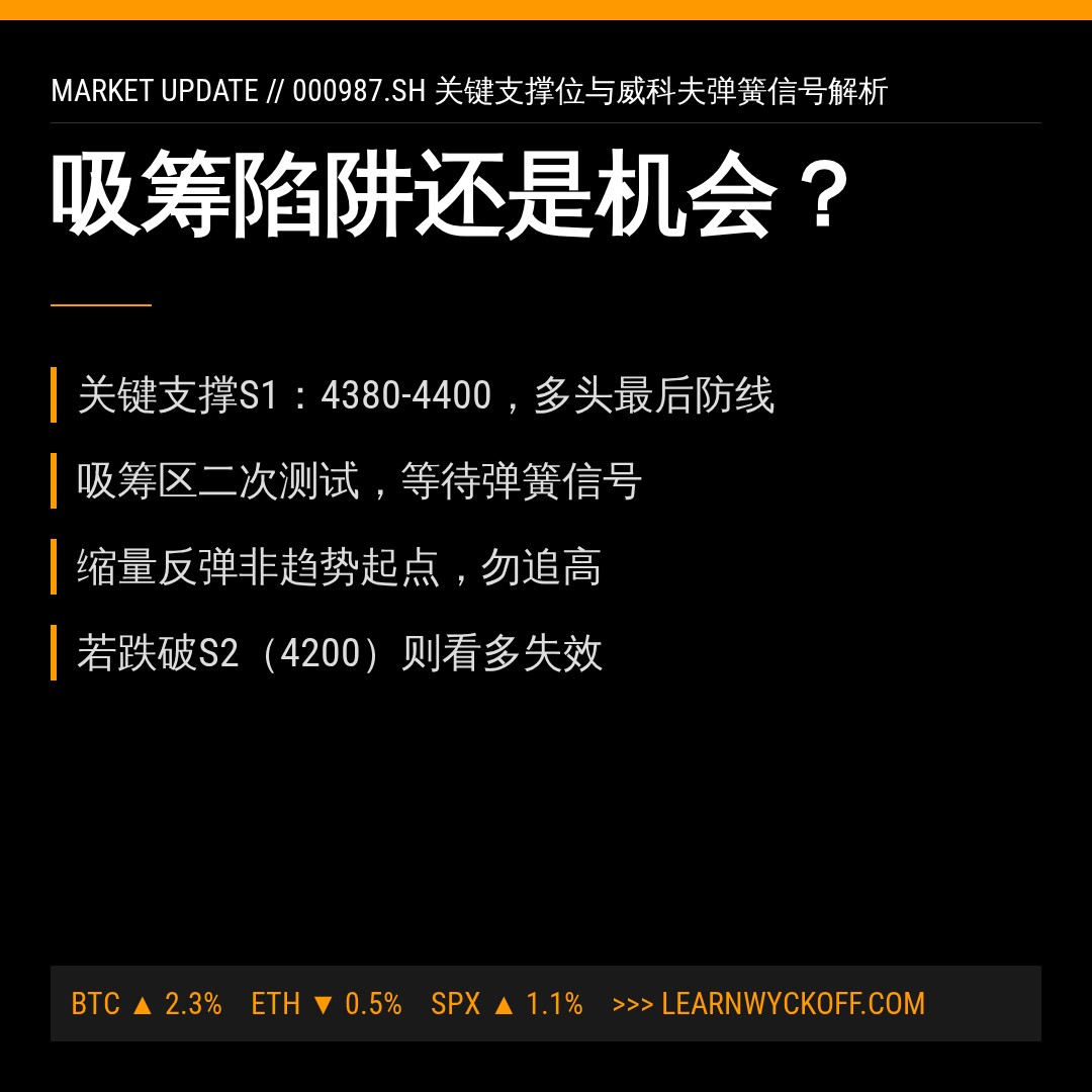 20260721 000987.SH 行情数据复盘报告（基于威科夫量价视角）