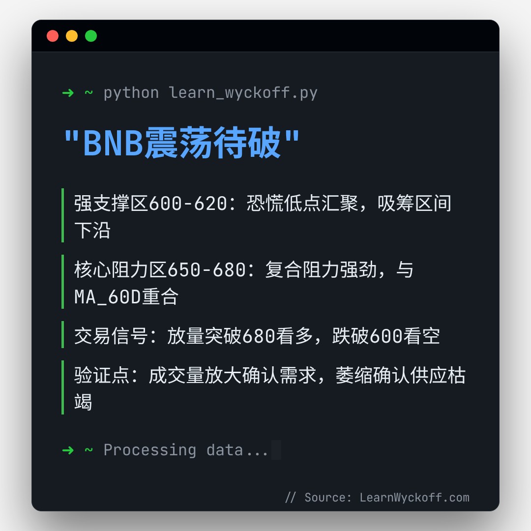 20260320 BNBUSDT 行情数据复盘报告（基于威科夫量价视角）