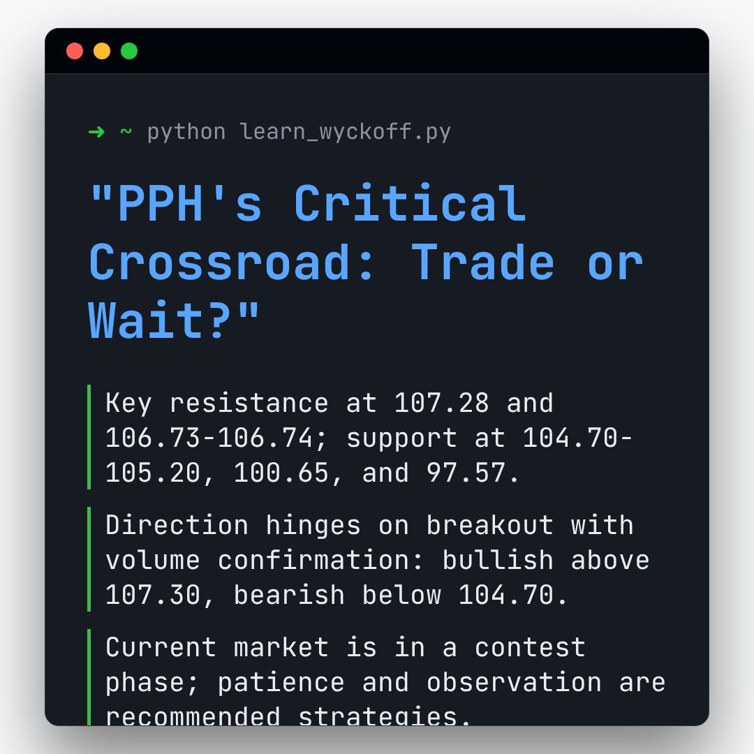 20260119 PPH Market Data Review Report (Based on Wyckoff Volume-Price Perspective)