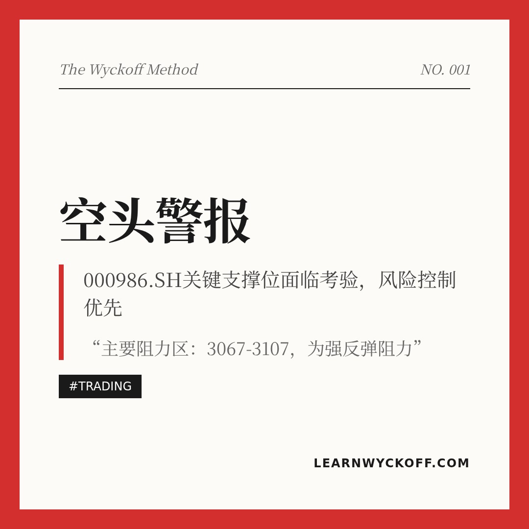 20260408 000986.SH 行情数据复盘报告（基于威科夫量价视角）