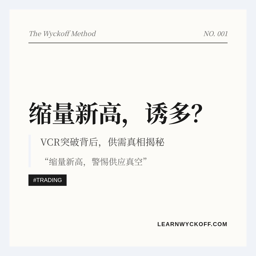 20260807 VCR 行情数据复盘报告（基于威科夫量价视角）