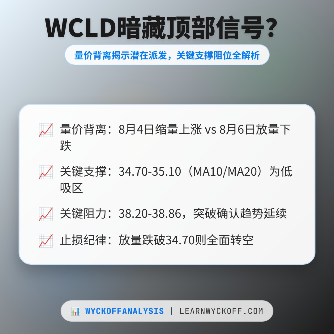 20260806 WCLD 行情数据复盘报告（基于威科夫量价视角）