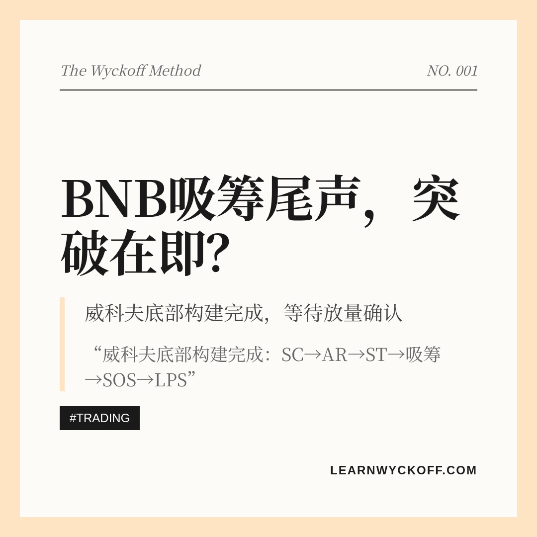 20260801 BNBUSDT 行情数据复盘报告（基于威科夫量价视角）