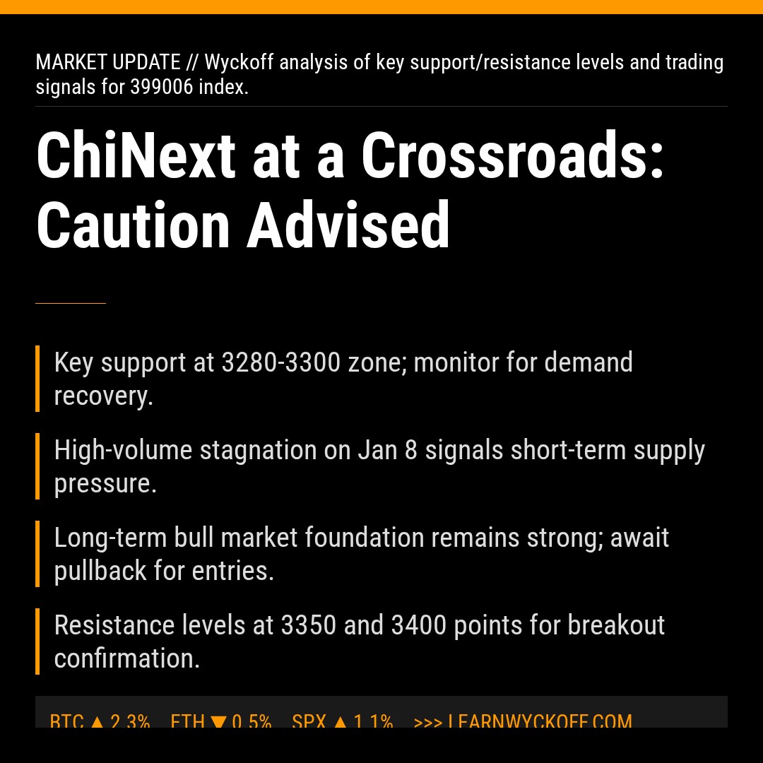 20260108 399006 Market Data Review Report (Based on Wyckoff Volume-Price Perspective)